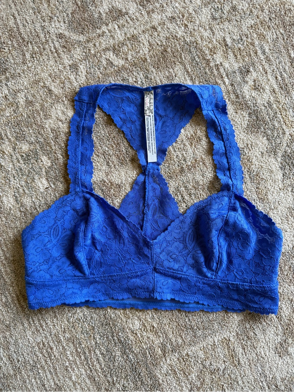 Intimately by Free People Galloon Lace Racerback Bralette in Ocean Blue